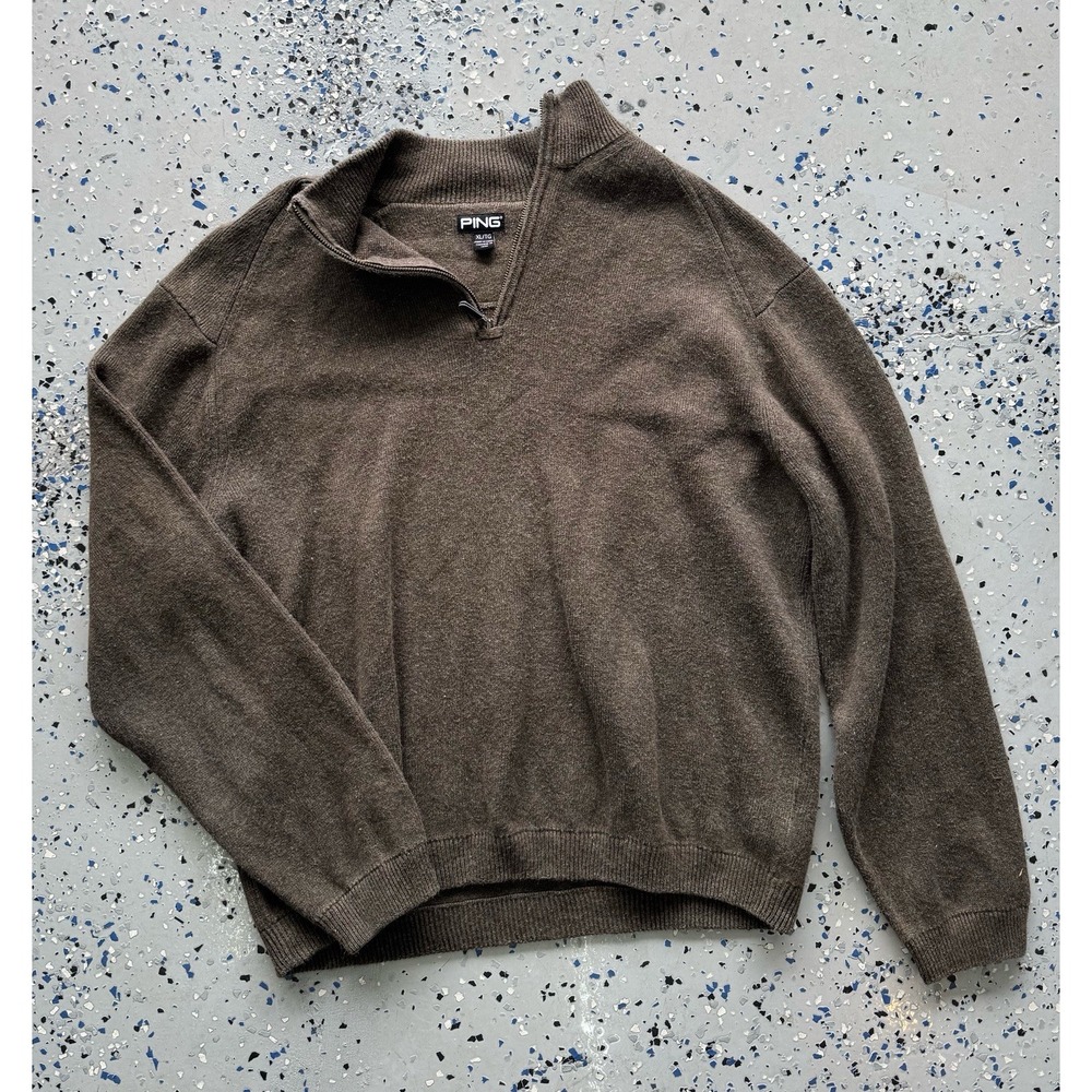 Ping Men's Golf‎ Pullover Size XLarge 100% Cotton 1/4 Zip Brown